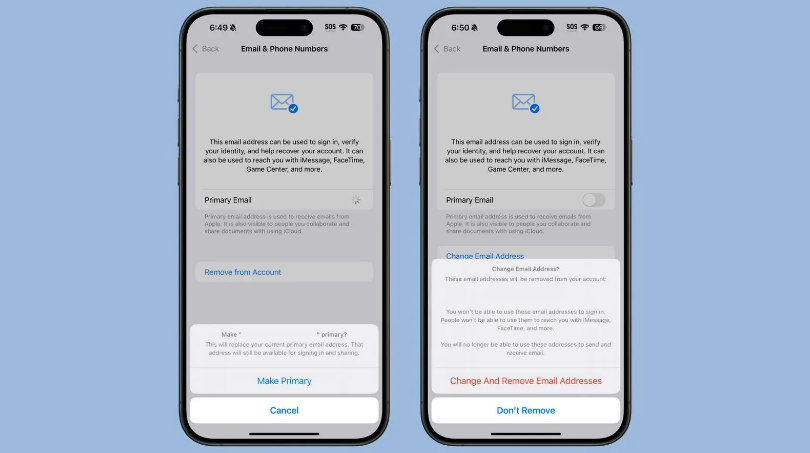 细河苹果手机维修分享苹果 iOS 18.1 支持设置“主要”邮箱地址并更改 iCloud 邮箱 